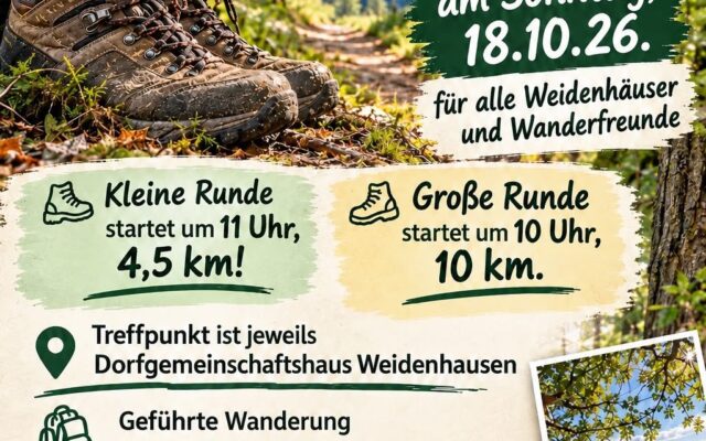 Plakat zur Eröffnung der Wanderwege Weidenhausen am 18. Oktober 2026
